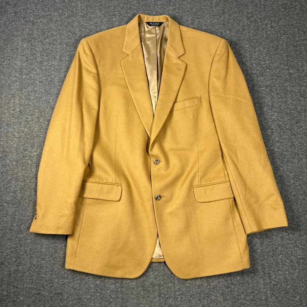Jos. A. Bank Sport Coat Mens 44L Tan 100% Cashmere 2-Button Blazer Single Vent